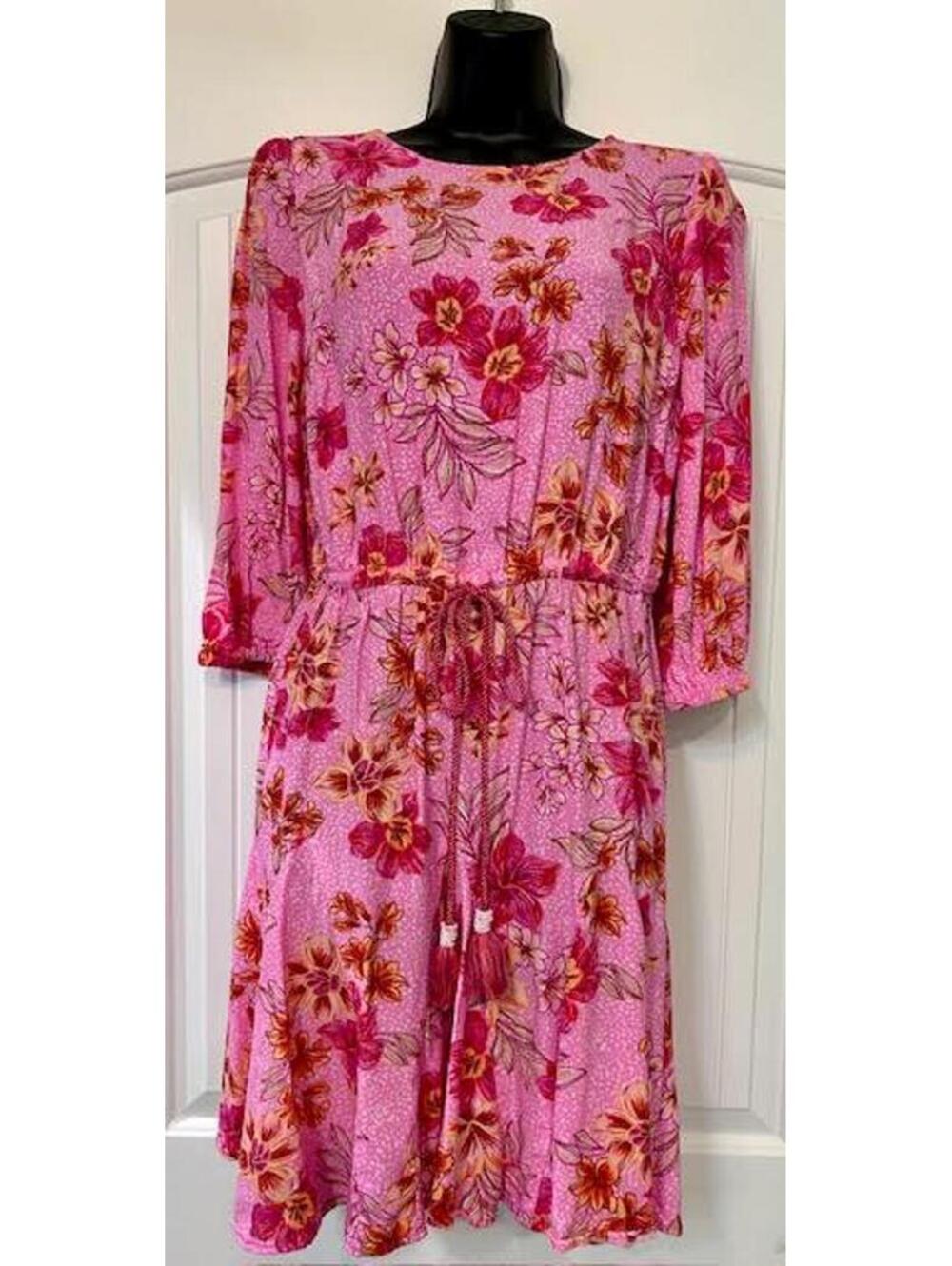 ✨ Bright Rose Floral Cutout Dress — VGUC